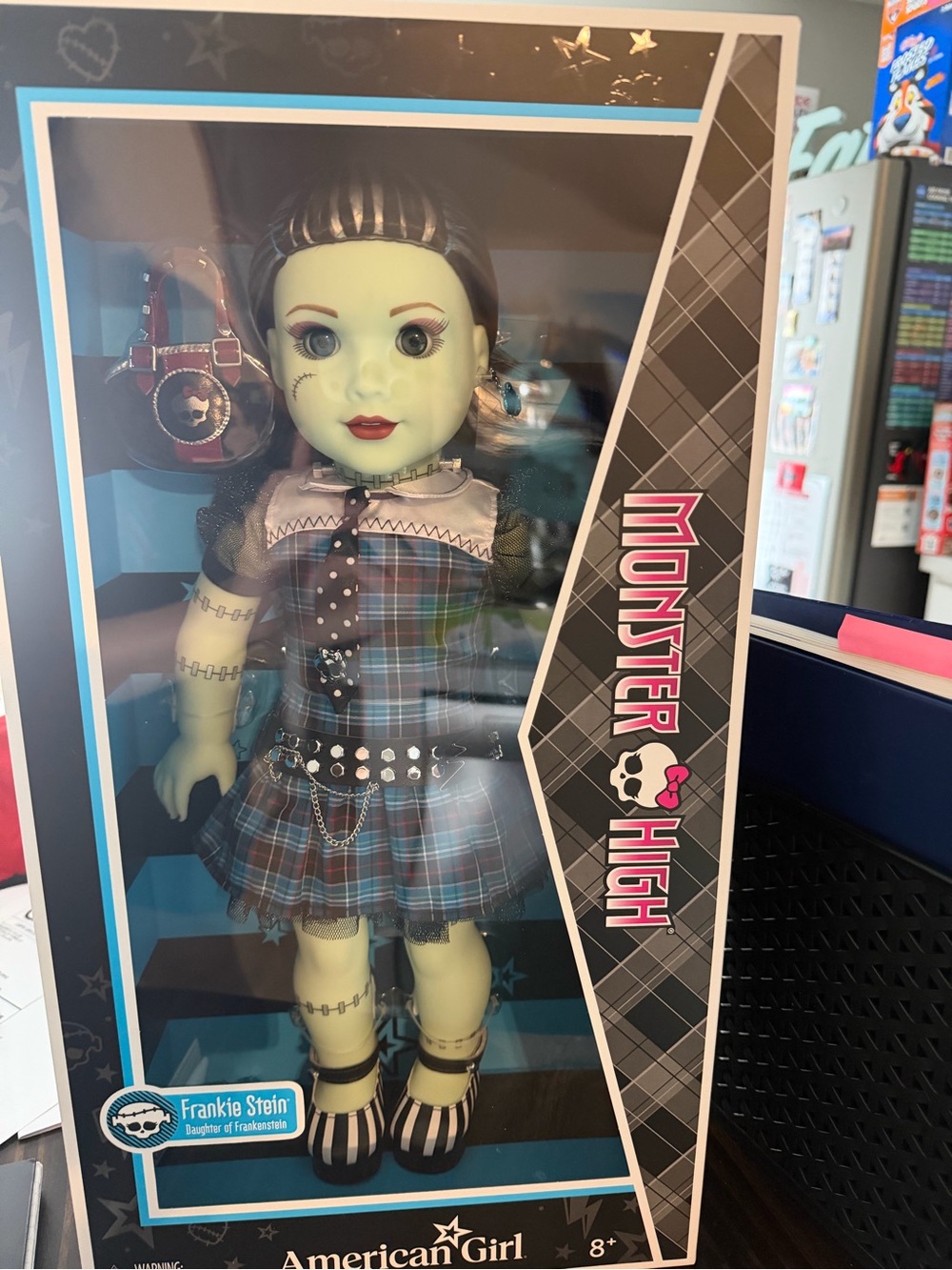 American Girl doll monster high Frankie Stein Doll in Blue & Black Plaid Outfit
